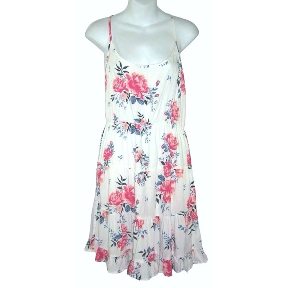 Cotton ON Dress White Floral Boho Cottage Fairy Flamenco Ruffles Coquette Beach - Picture 1 of 11